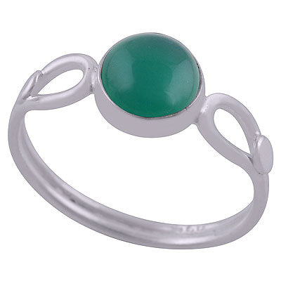Beautiful Split Shank Around Green Onyx Round Shape 925 Sterling Solid Silver Ring - R3403030-7