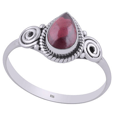 Authentic Coil & Rawa Work Around Garnet Pear Shape 925 Sterling Solid Silver Ring - R3403032-2
