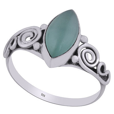 Gorgeous Wire Coil Work Around Aqua Chalcedony Marquise Shape 925 Sterling Solid Silver Ring - R3403037-10