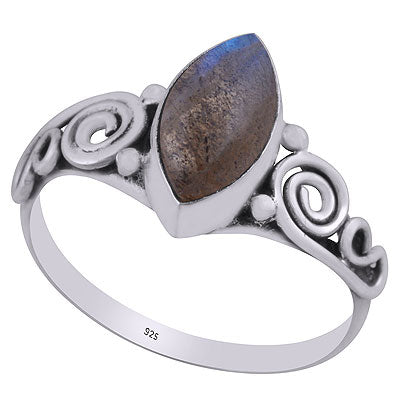 Gorgeous Wire Coil Work Around Labradorite Marquise Shape 925 Sterling Solid Silver Ring - R3403037-5