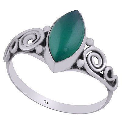 Gorgeous Wire Coil Work Around Green Onyx Marquise Shape 925 Sterling Solid Silver Ring - R3403037-8