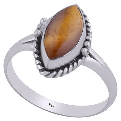 Stunning twisted wire and rawa work Around Tiger's Eye Marquise Shape 925 Sterling Solid Silver Ring - R3403040-10