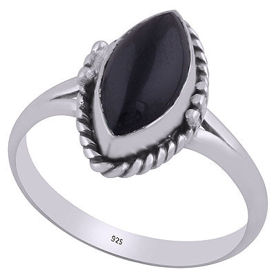 Stunning twisted wire and rawa work Around Black Onyx Marquise Shape 925 Sterling Solid Silver Ring - R3403040-14
