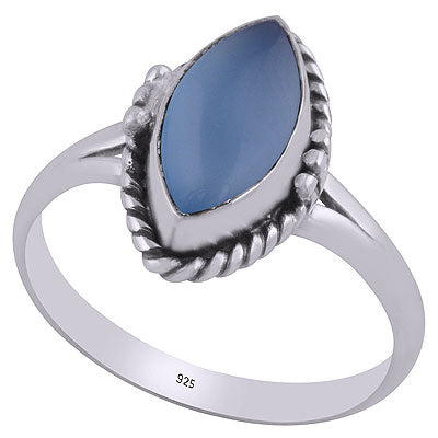 Stunning twisted wire and rawa work Around Blue Chalcedony Marquise Shape 925 Sterling Solid Silver Ring - R3403040-9