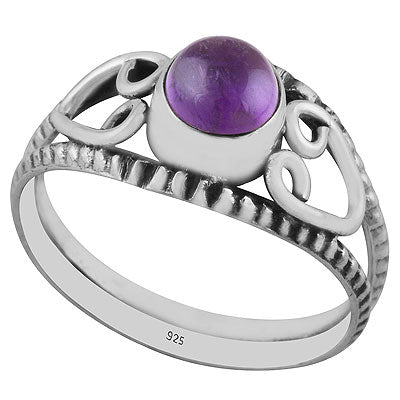 Gorgeous Handcrafted Wire Work Around Amethyst Round Shape 925 Sterling Solid Silver Ring - R3403044-1
