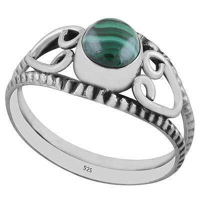 Gorgeous Handcrafted Wire Work Around Malachite Round Shape 925 Sterling Solid Silver Ring - R3403044-10