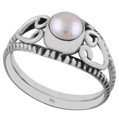 Gorgeous Handcrafted Wire Work Around Pearl Round Shape 925 Sterling Solid Silver Ring - R3403044-12
