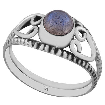 Gorgeous Handcrafted Wire Work Around Labradorite Round Shape 925 Sterling Solid Silver Ring - R3403044-5