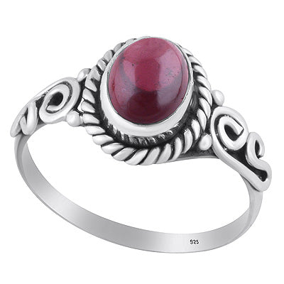 Stunning Twisted Wire Work Around Garnet Oval Shape 925 Sterling Solid Silver Ring - R3403047-32