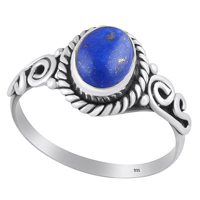 Stunning Twisted Wire Work Around Lapis Oval Shape 925 Sterling Solid Silver Ring - R3403047-36