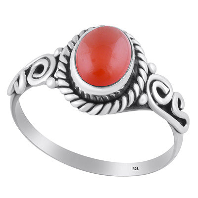 Stunning Twisted Wire Work Around Carnelian Oval Shape 925 Sterling Solid Silver Ring - R3403047-37