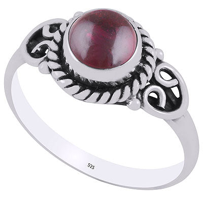 Alluring Twisted Rawa Work Around Garnet Pear Shape 925 Sterling Solid Silver Ring - R3403048-22
