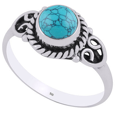 Alluring Twisted Rawa Work Around Turquoise Pear Shape 925 Sterling Solid Silver Ring - R3403048-23