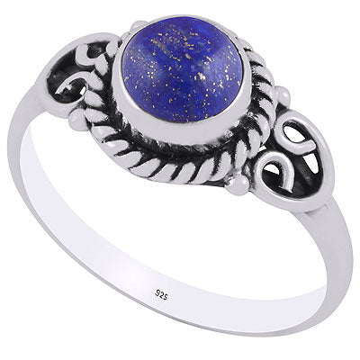 Alluring Twisted Rawa Work Around Lapis Pear Shape 925 Sterling Solid Silver Ring - R3403048-26