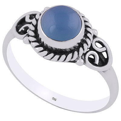 Alluring Twisted Rawa Work Around Blue Chalcedony Pear Shape 925 Sterling Solid Silver Ring - R3403048-29