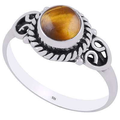Alluring Twisted Rawa Work Around Tiger's Eye Pear Shape 925 Sterling Solid Silver Ring - R3403048-30