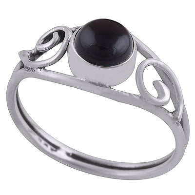 Gorgeous Wire Coil Work Around Black Onyx Round Shape 925 Sterling Solid Silver Ring - R3403049-15