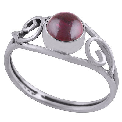 Gorgeous Wire Coil Work Around Garnet Round Shape 925 Sterling Solid Silver Ring - R3403049-2