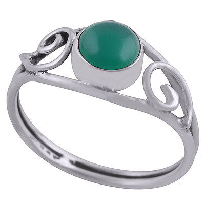 Gorgeous Wire Coil Work Around Green Onyx Round Shape 925 Sterling Solid Silver Ring - R3403049-8