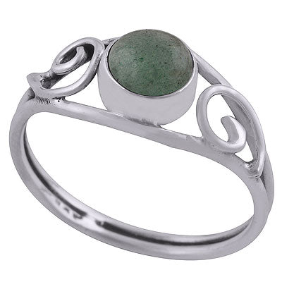 Gorgeous Wire Coil Work Around Green Aventurine Round Shape 925 Sterling Solid Silver Ring - R3403049-9