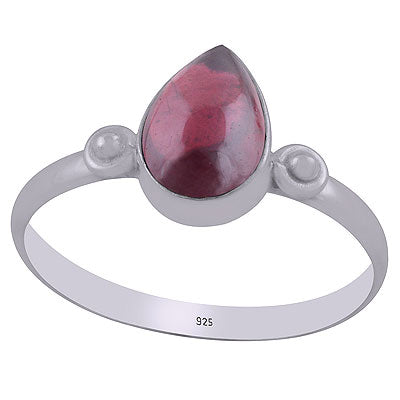 Stunning Rawa Work Around Garnet Pear Shape 925 Sterling Solid Silver Ring - R3403053-2