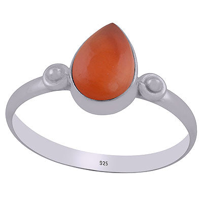 Stunning Rawa Work Around Carnelian Pear Shape 925 Sterling Solid Silver Ring - R3403053-7