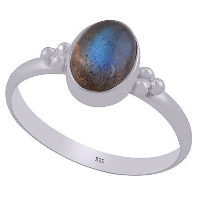Stunning Rawa Work Around Labradorite Oval Shape 925 Sterling Solid Silver Ring - R3403054-5