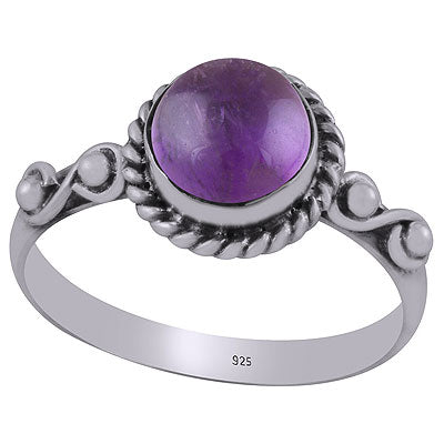 Gorgeous Twisted Wire & Rawa work Around Amethyst Round Shape 925 Sterling Solid Silver Ring - R3403057-1