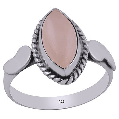 Alluring Twisted Wire Work Around Rose Quartz Marquise Shape 925 Sterling Solid Silver Ring - R3403059-13