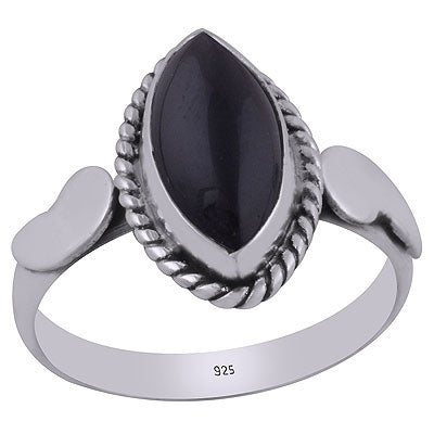 Alluring Twisted Wire Work Around Black Onyx Marquise Shape 925 Sterling Solid Silver Ring - R3403059-14