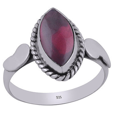 Alluring Twisted Wire Work Around Garnet Marquise Shape 925 Sterling Solid Silver Ring - R3403059-2