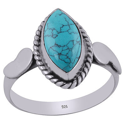 Alluring Twisted Wire Work Around Turquoise Marquise Shape 925 Sterling Solid Silver Ring - R3403059-3
