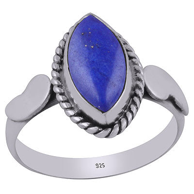 Alluring Twisted Wire Work Around Lapis Marquise Shape 925 Sterling Solid Silver Ring - R3403059-6