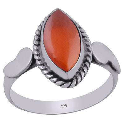 Alluring Twisted Wire Work Around Carnelian Marquise Shape 925 Sterling Solid Silver Ring - R3403059-7