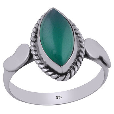 Alluring Twisted Wire Work Around Green Onyx Marquise Shape 925 Sterling Solid Silver Ring - R3403059-8