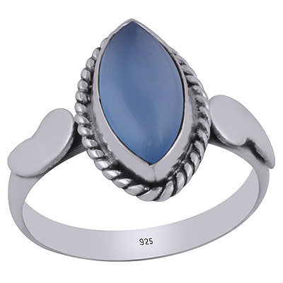 Alluring Twisted Wire Work Around Blue Chalcedony Marquise Shape 925 Sterling Solid Silver Ring - R3403059-9