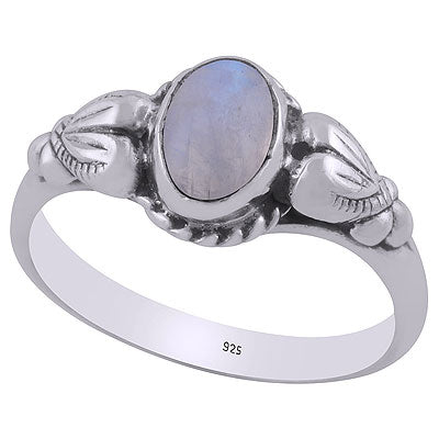 Alluring Embossed Handwork Around Rainbow Moonstone Oval Shape 925 Sterling Solid Silver Ring - R3403064-3