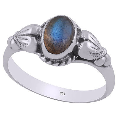 Alluring Embossed Handwork Around Labradorite Oval Shape 925 Sterling Solid Silver Ring - R3403064-4