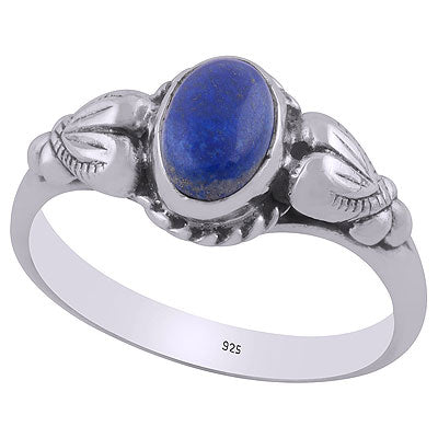 Alluring Embossed Handwork Around Lapis Oval Shape 925 Sterling Solid Silver Ring - R3403064-5
