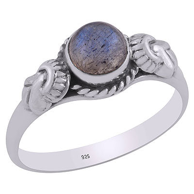 Gorgeous Embossed Twisted Wire Work Around Labradorite Round Shape 925 Sterling Solid Silver Ring - R3403066-3
