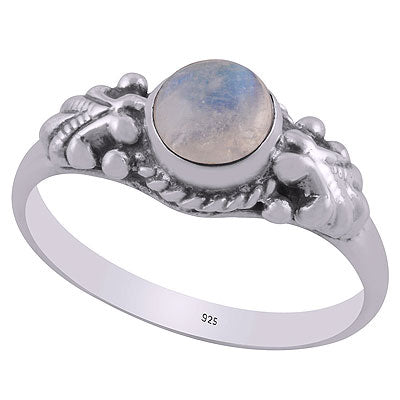 Stunning Rawa & Twisted Wire Work Around Rainbow Moonstone Round Shape 925 Sterling Solid Silver Ring - R3403067-2
