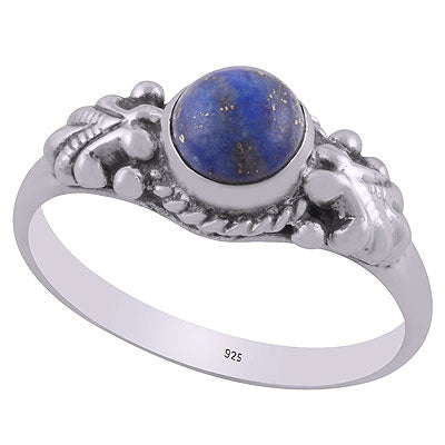 Stunning Rawa & Twisted Wire Work Around Lapis Round Shape 925 Sterling Solid Silver Ring - R3403067-4