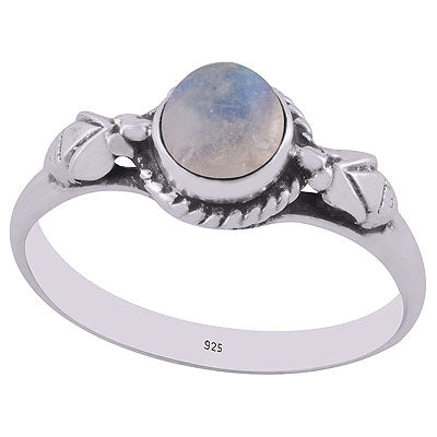 Alluring Embossed Wire Work Around Rainbow Moonstone Round Shape 925 Sterling Solid Silver Ring - R3403068-2