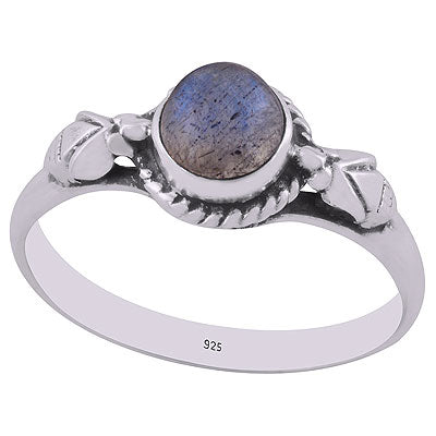 Alluring Embossed Wire Work Around Labradorite Round Shape 925 Sterling Solid Silver Ring - R3403068-3