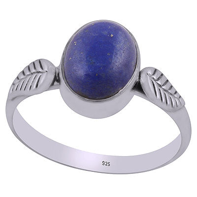 Alluring Embossed Wire Work Around Lapis Oval Shape 925 Sterling Solid Silver Ring - R3403069-6