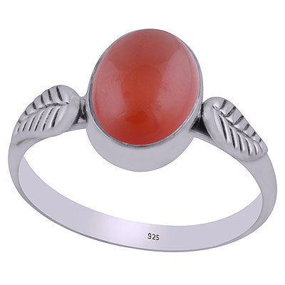 Alluring Embossed Wire Work Around Carnelian Oval Shape 925 Sterling Solid Silver Ring - R3403069-7