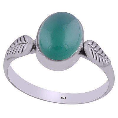 Alluring Embossed Wire Work Around Green Onyx Oval Shape 925 Sterling Solid Silver Ring - R3403069-8