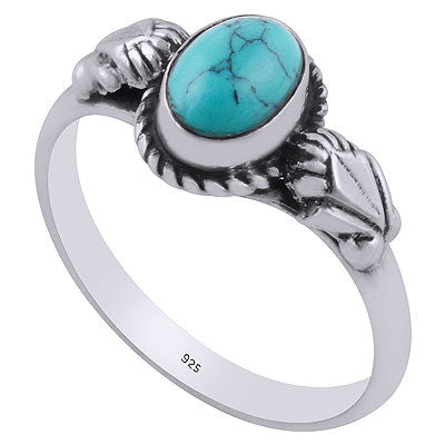 Gorgeous Handcrafted embossed Work Around Turquoise Oval Shape 925 Sterling Solid Silver Ring - R3403075-3