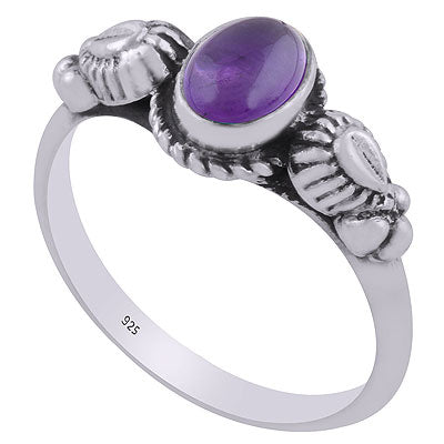 Beautifully Handcrafted Twisted Wire Around Amethyst Oval Shape 925 Sterling Solid Silver Ring - R3403076-1