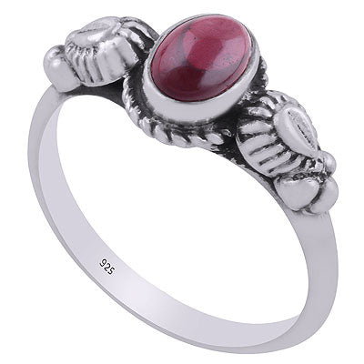 Beautifully Handcrafted Twisted Wire Around Garnet Oval Shape 925 Sterling Solid Silver Ring - R3403076-2